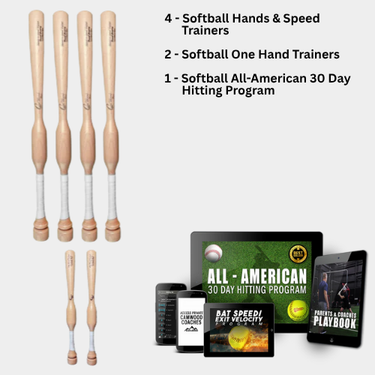 4 Softball CamWood Bats, 2 One Handers, All-American 30 Day Program